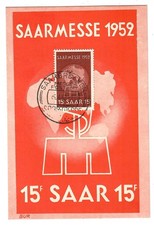 Saarmesse: 1952 unused special card with So stamp + So stamp