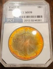 2008 W  BU American Silver Eagle  INCREDIBLE  PCI TONER 70++.