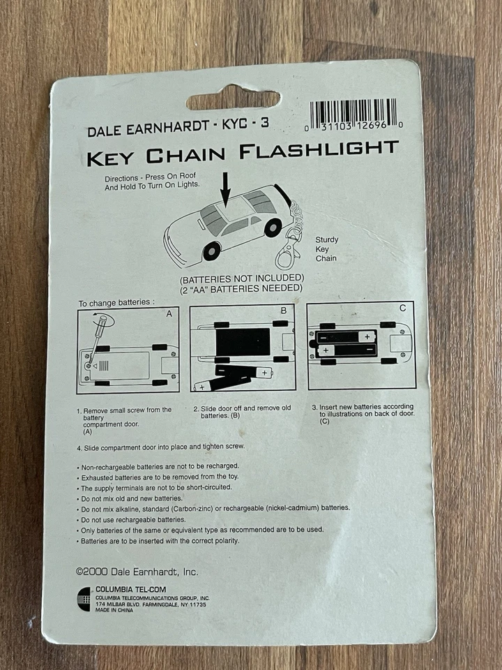 Dale Earnhardt De Colección Nuevo Sr #3 Goodwrench Linterna Llavero Nascar 2000 Columbia Foto 2 de 3