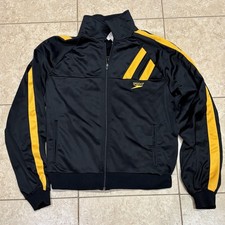 Vintage Speedo Jacket Men's LONG BEACH Size M Black Gold USA