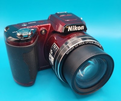 Nikon Coolpix L110 Red 12.1 MP Digital Camera - Tested & Working (No SD)