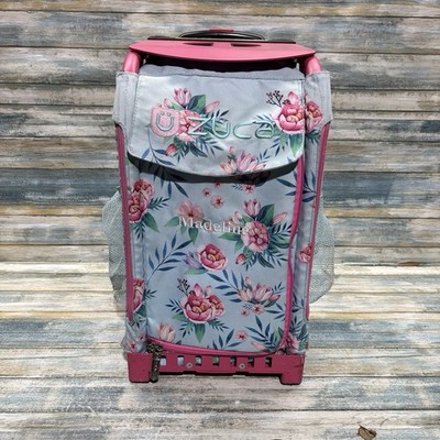 ZUCA Rolling Bag Skating Backpack Pink Blue Flowers Floral Light Up Wheels Cute