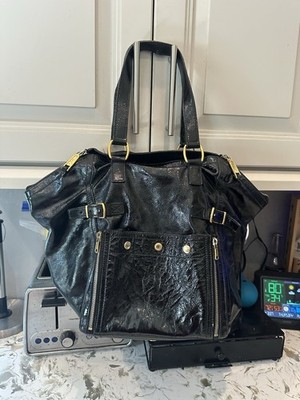 YSL Rive Gauche Black Leather Tote Bag