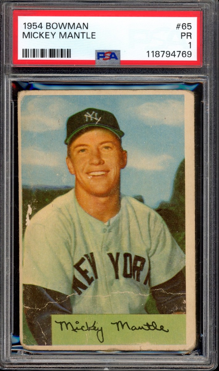 1954 Bowman #65 Mickey Mantle PSA 1 New York Yankees HOF Baseball