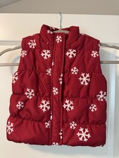 Gymboree Infant 2T 3T Red Puffer Vest with Snowflakes - Winter gear