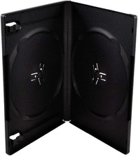 10 Pack 14Mm Black Standard Double Capacity DVD Case and Outter Clear Sleeve