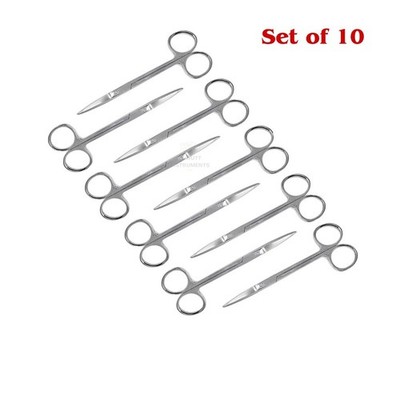 Iris Micro Dissecting Precision Lab Scissors, Fine Point Straight - 10 Pcs