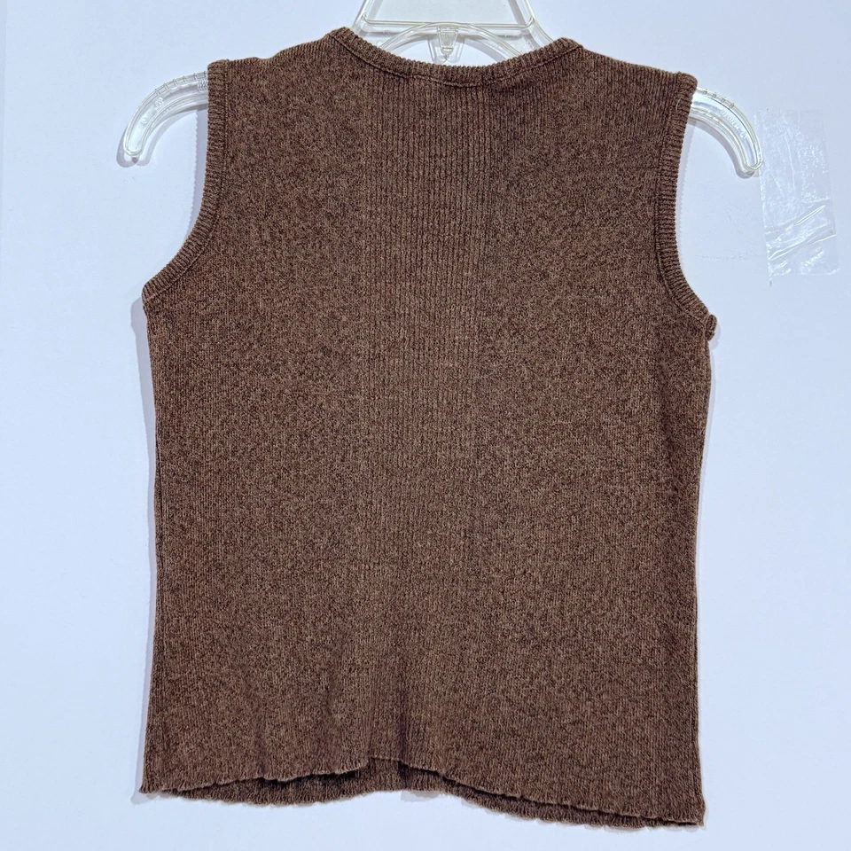 Твид майка маленький без рукавов вязаный коричневый женщин - Изображение 3 из 4
