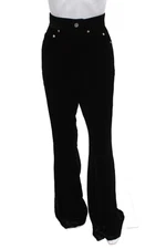 Rick Owens Womens Velvet 5 Pocket Mid-Rise Flared Pants Trousers Black Size 26