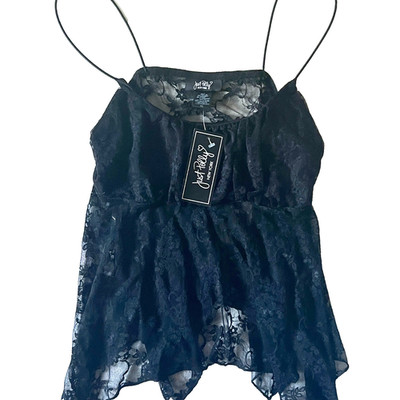 Just Polly Babydoll Camisole Top XL Black Lace Coquette Fairy Whimsigoth NWT