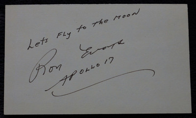 NASA APOLLO 17 Astronaut Ron Evans signed & inscribed card, Autogramm