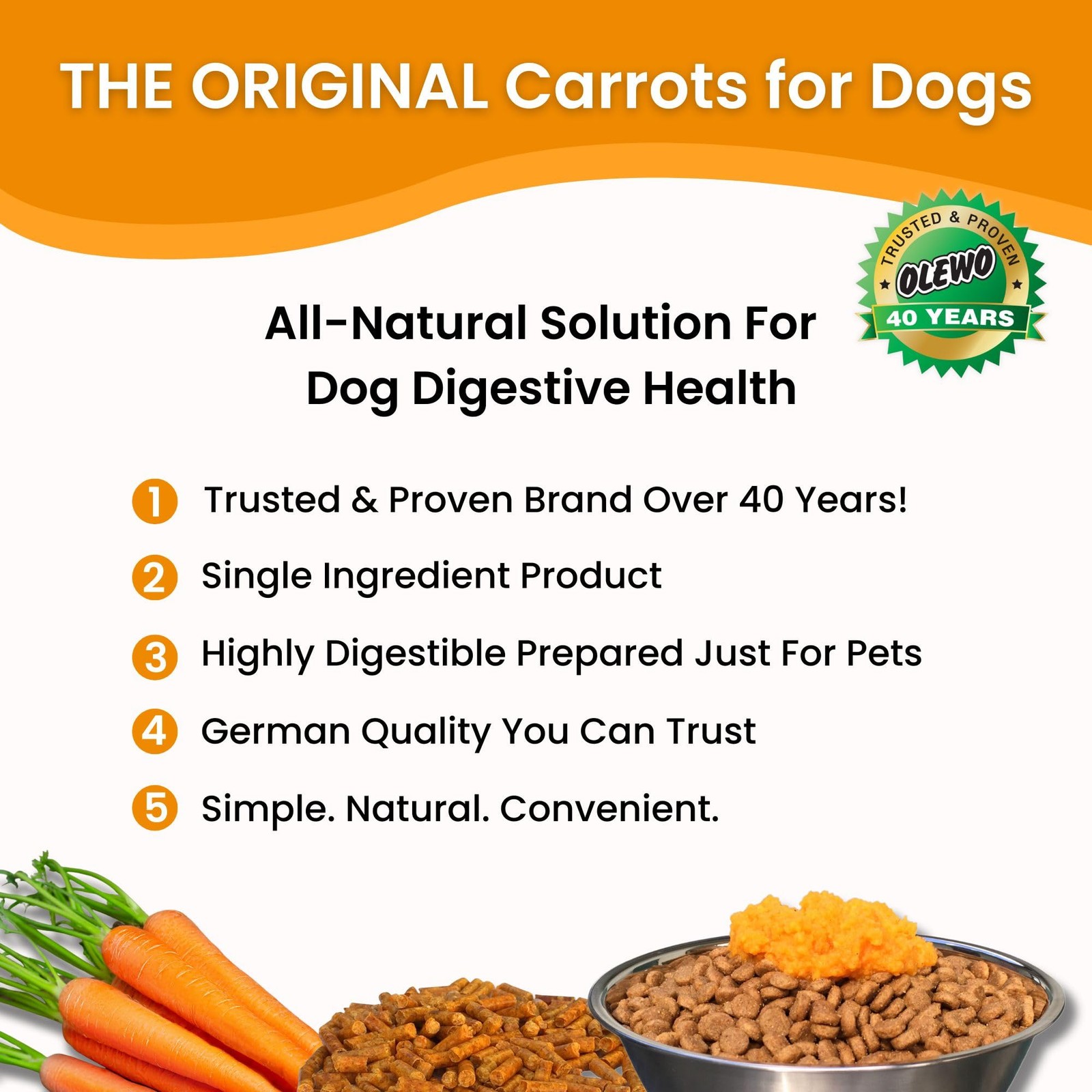 Original Carrots for Dogs Fiber for Perfect Poop, Dehydrated Dog Food 1 lb