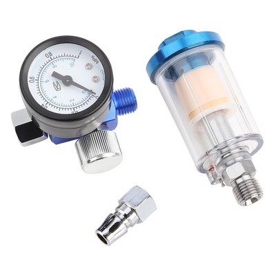 Spray Pneumatic Gun Air Regulator Gauge Inline Water Oil Trap Filter Separator-