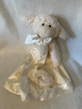 BEARINGTON BABY Lamb Lovey Security Blanket White Satin Trim Plush
