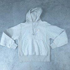 Champion Hoodie Mens Small Gray Reverse Weave Fleece Pullover Sweatshirt Logo