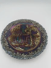 Vintage 1974 Fenton Carnival Glass Plate American Craftsman John Alden Handmade
