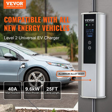 Level 2 EV Charger, 40A 240V, 25ft Cable, NEMA 14-50 Plug, Adjustable Current