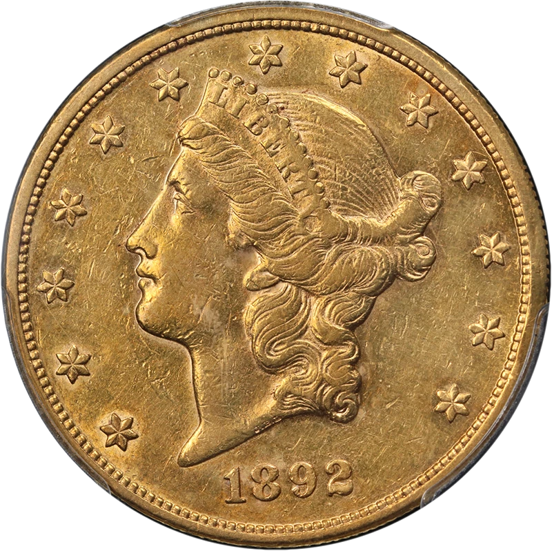 1892-P Liberty Gold $20 PCGS AU Details Key Date Nice Eye Appeal Nice Strike