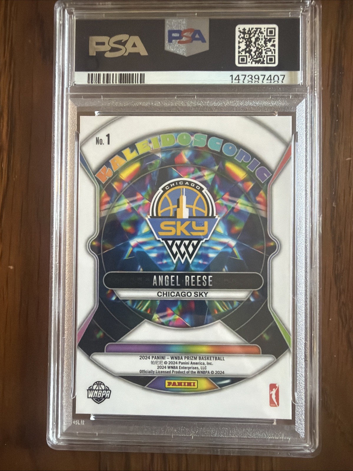 2024 Panini Prizm WNBA Angel Reese Kaleidoscopic Rookie #1 PSA 9 Chicago Sky view 2