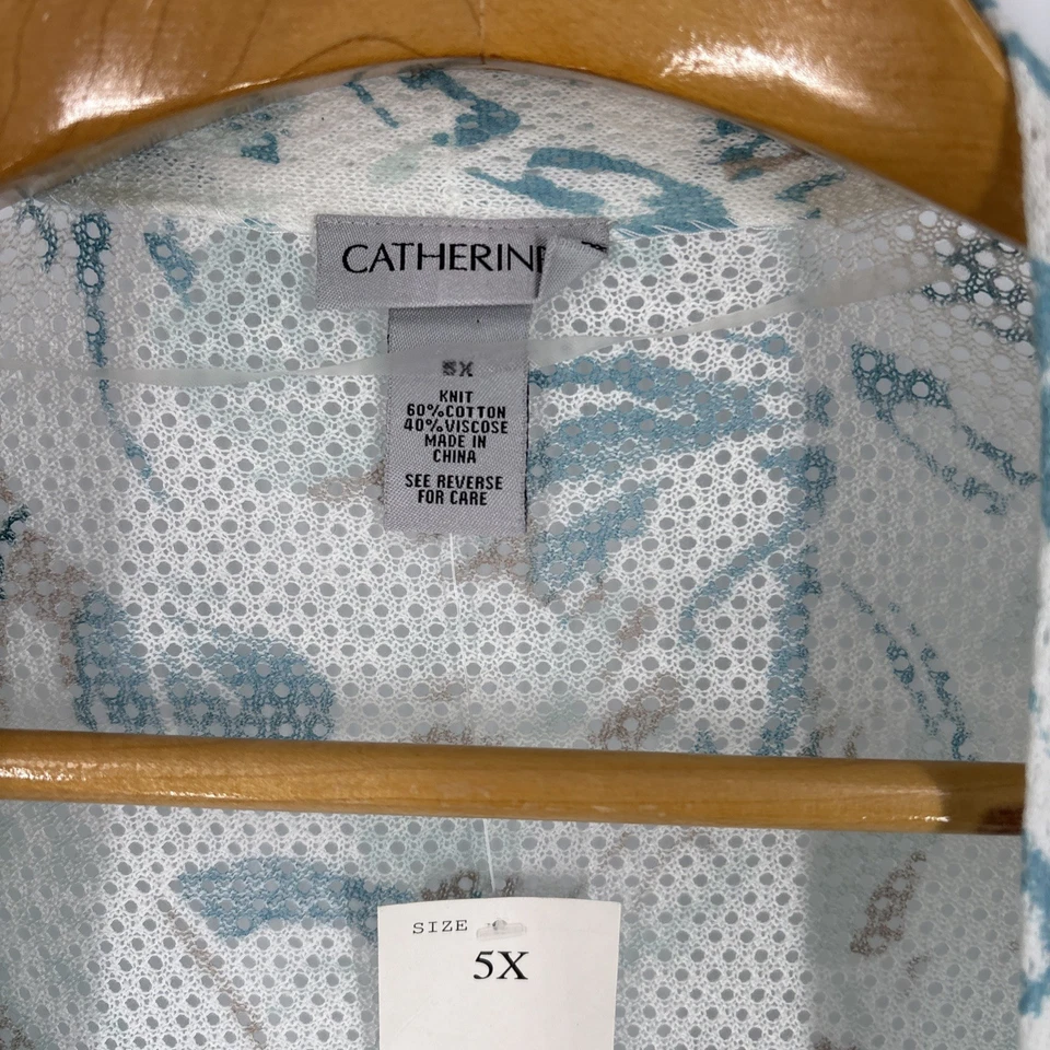 Cárdigan abierto Catherines para mujer 5X tejido abierto floral resort crucero costero boho Foto 2 de 4