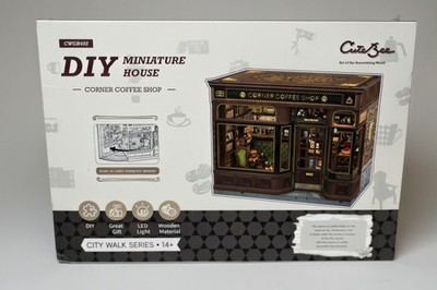 CUTEBEE Book Nook Kit - DIY Miniature House Coffee Shop Dollhouse Kit for Adults