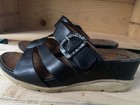Baretraps Black Faux Leather Strappy Slide Wedge Sandals Womens 6 M Buckle — photo 3