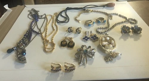 Vintage Mixed Jewelry Lot- Signed Pieces,925 Earrings, Bergere,Trifari, And More