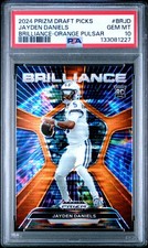 2024 PANINI PRIZM DP BRILLIANCE  JAYDEN DANIELS ORANGE PULSAR  /49 ROOKIE PSA 10