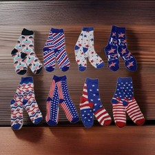 USA Socks Unisex Youth 9-14 Yrs / Womens Size XS - 8 Pair Lot Patriotic July 4th
