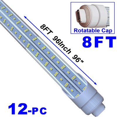 12 Pcs 8FT Led Tube Light Bulbs 144W 8Foot R17D HO Led Shop Light 18000LM 6500k	