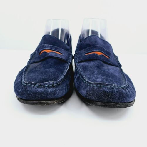 Mocasines To Boot New York Penny 8.5 Azul Oscuro Gamuza Cuero Zapatos para Conducir Naranja - Imagen 4 de 13