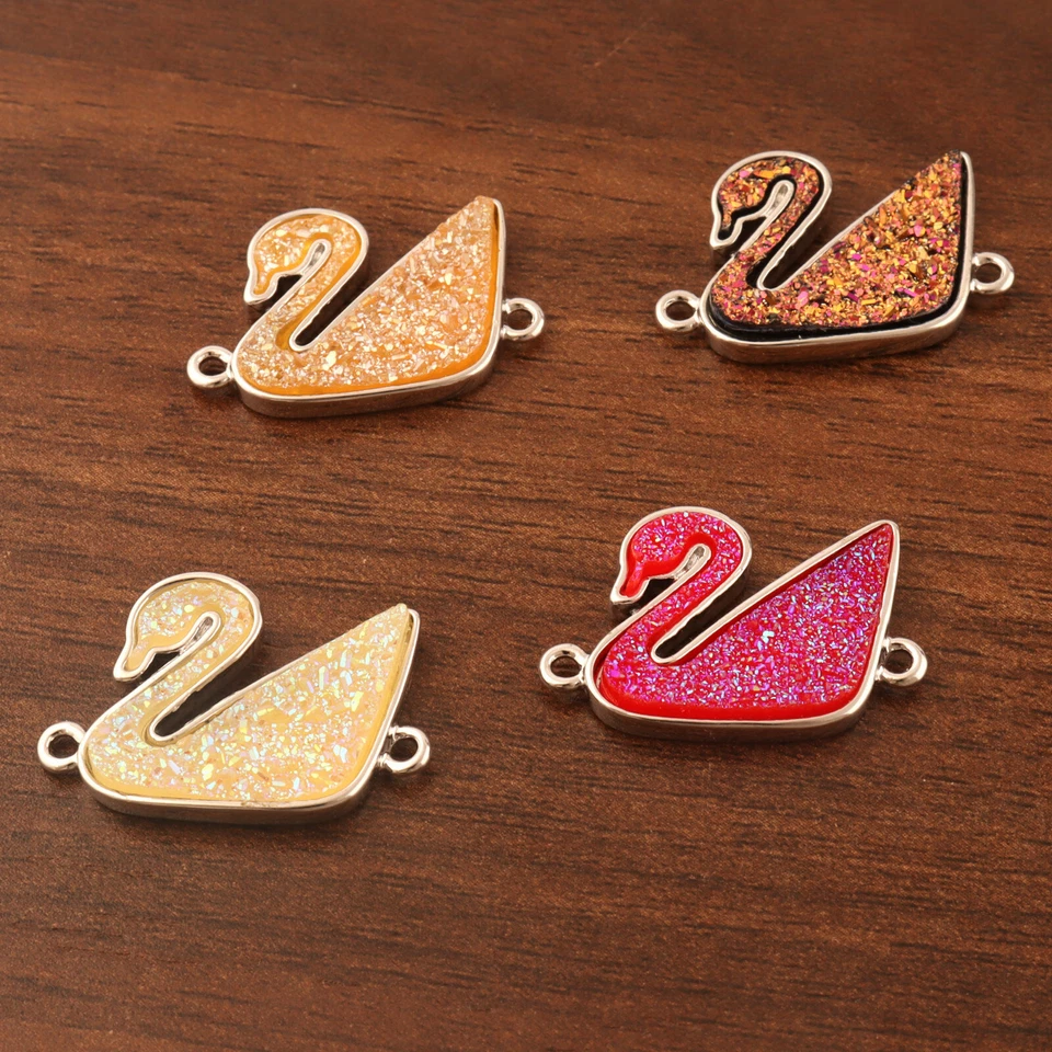 Conectores colgantes recubiertos druzy forma elegante chapados en plata hágalo usted mismo para joyería Foto 3 de 3