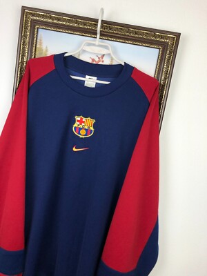 トップス 90s 00s \"FC BARCELONA\" game sweat shirt Vintage 90's Nike Barcelona Football Sweatshirt Train Soccer