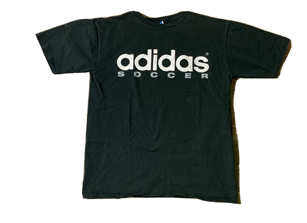 VTG 90's Adidas Soccer Spell Out Single Stitch T Shirt Size Men's