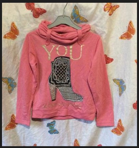 Pull à Paillettes Cœur H&M Rose - Taille 6-8 Ans, Occasion Très Bon état