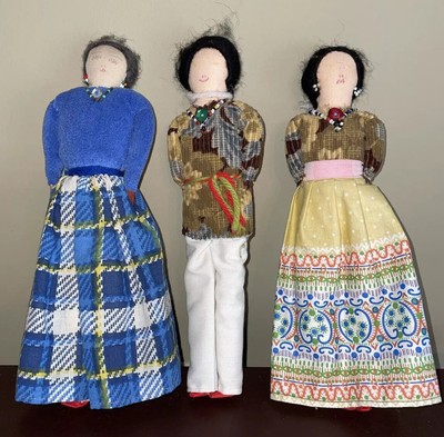 #3 Indianer Stofftier Stoff Puppen Perlen Schmuck Handarbeit Vintage Konvolut