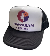Vintage Hawaiian Airlines Hat Trucker Hat snapback Black Vacation Cap New Unworn