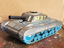 Utaka M-27 Tank Japan Tin Litho Friction U.S. Army Armored Sparking Military Toy