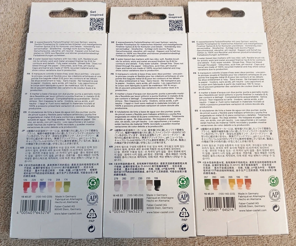 NEW ~ Faber-Castell ~ Lot of 3 ~ 6 pack of Goldfaber Aqua Dual Markers Sets #2 - Image 2 of 3