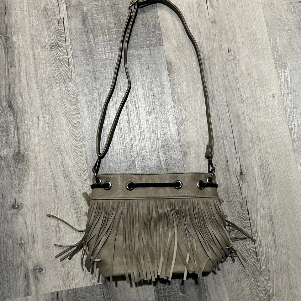 Western Boho Womens Bag Stone Leather Shoulder Black Fringes Hobo Tassel Handbag - Image 2 of 4