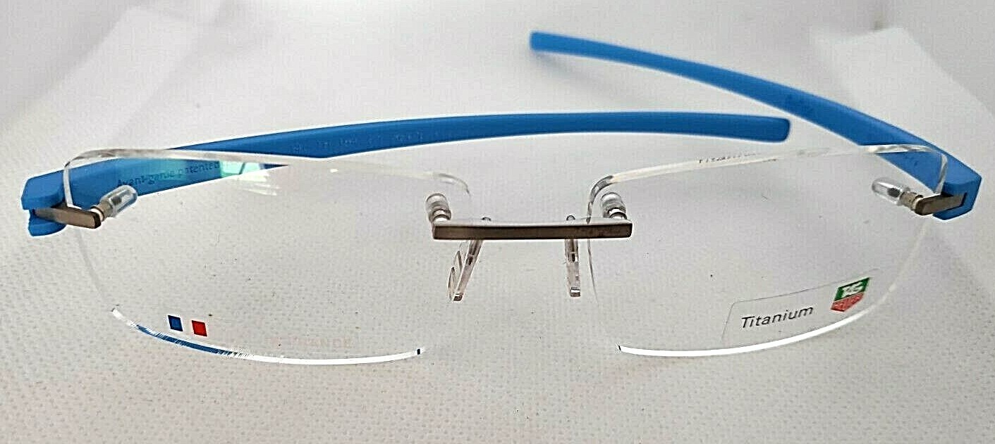 New TAG HEUER Reflex TH 3941 010 Blue Rimless 60-15 titanium EYEGLASSES