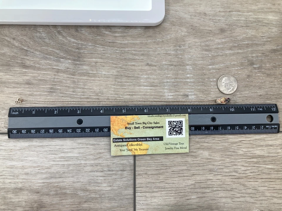 Collar de plata esterlina colgante de piedra mística hojas de oro 12K Coleman Co Foto 4 de 4