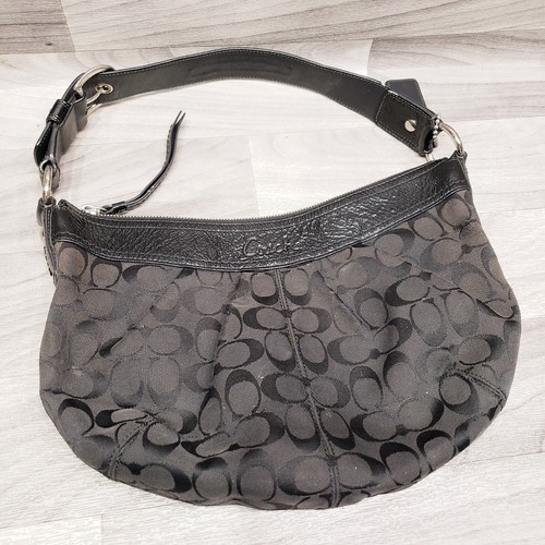 Coach Soho Signature Schultertasche schwarz Hobo Logo Jacquard Lackleder F13740 - Bild 5 von 14