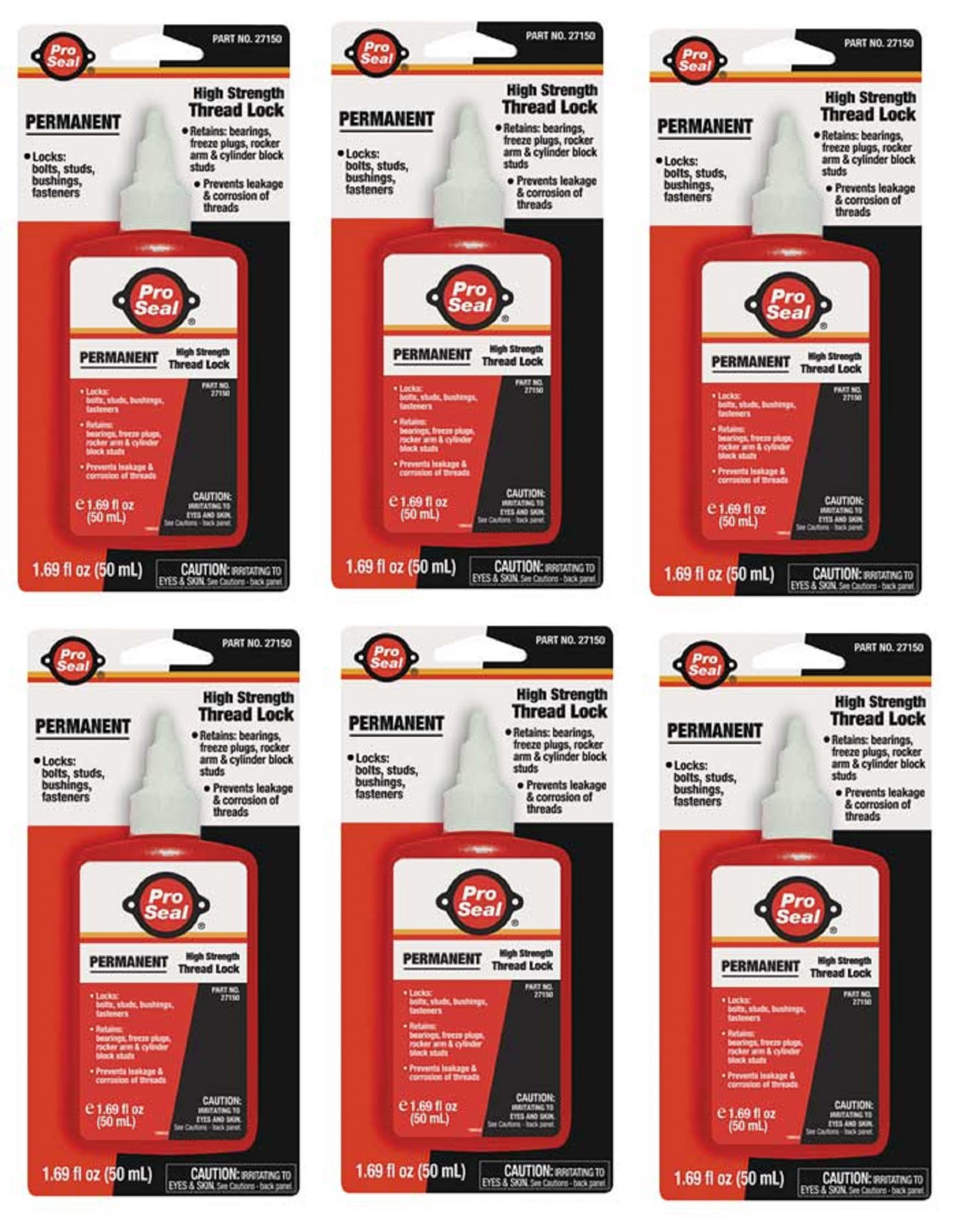 6 PACK Pro Seal High Strength RED Threadlocker (50 ml x 6 bottles