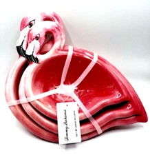 Tommy Bahama Pink Flamingos Flamingo Melamine Nesting Serving Bowls Set of 3 NWT