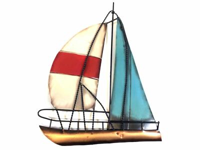 New - Contemporary Metal Wall Art Decor Sculpture - Sailing Boat Yacht
