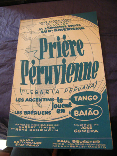 "Partitur Prière Peruanische José Gomera 1954 Music -blatt" - Bild 1 von 1