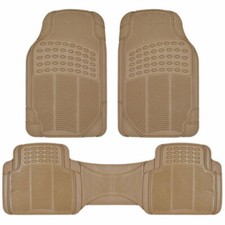 Heavy Duty All Weather Trimmable 3pc Beige Rubber Floor Mats Fits Toyota Models