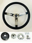 78-91 Ford Bronco F100 F150 F250 F350 Black Foam on Chrome Steering Wheel 15"