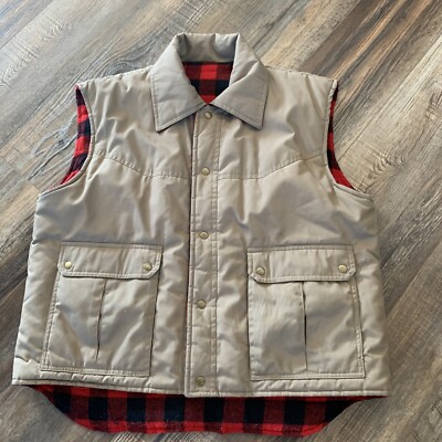Mens Reversible Vest Large, Khaki, Avalanche Mountain Gear Full Zip
